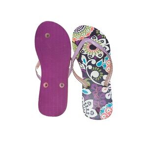 Vera Bradley Womens Size 9-10 Purple Paisley Floral Slippers Sandals Flip flops